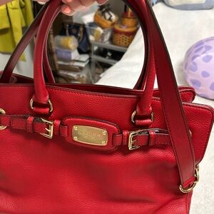 Michael Kors Red Satchel with Gold Accents